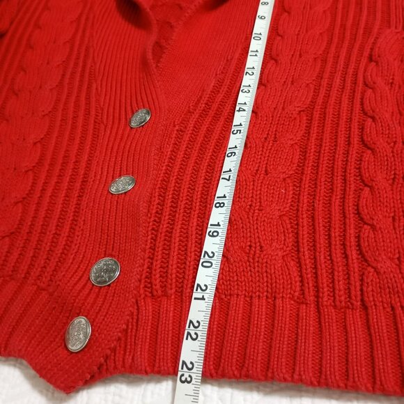 Liz Sport Womens Red Cable Knit Cardigan Sweater Size S - Picture 8 of 9